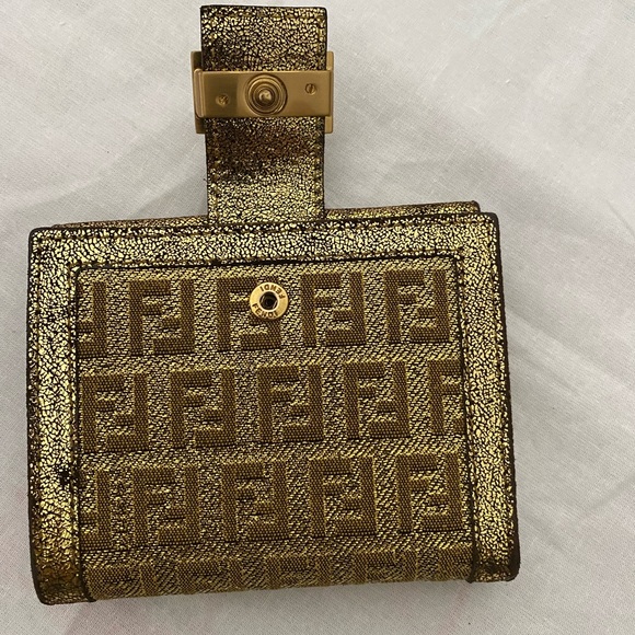 FENDI Zucchino Small Compact Metallic Jacquard Wallet - Picture 4 of 16